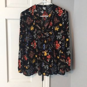 flowy floral long sleeve top